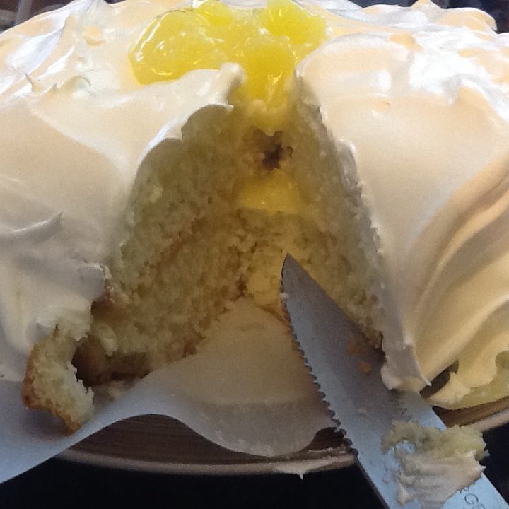 Traditional Newfoundland Layered Lemon Cake Covered In Nutriwhip