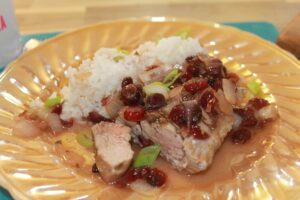 PORK CHOPS with CRANBERRY SAUCE