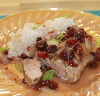 PORK CHOPS with CRANBERRY SAUCE