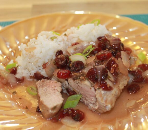 PORK CHOPS with CRANBERRY SAUCE